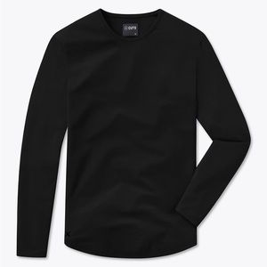 Cuts Clothing AO Long Sleeve Curve-Hem Tee (Elongated) | Black